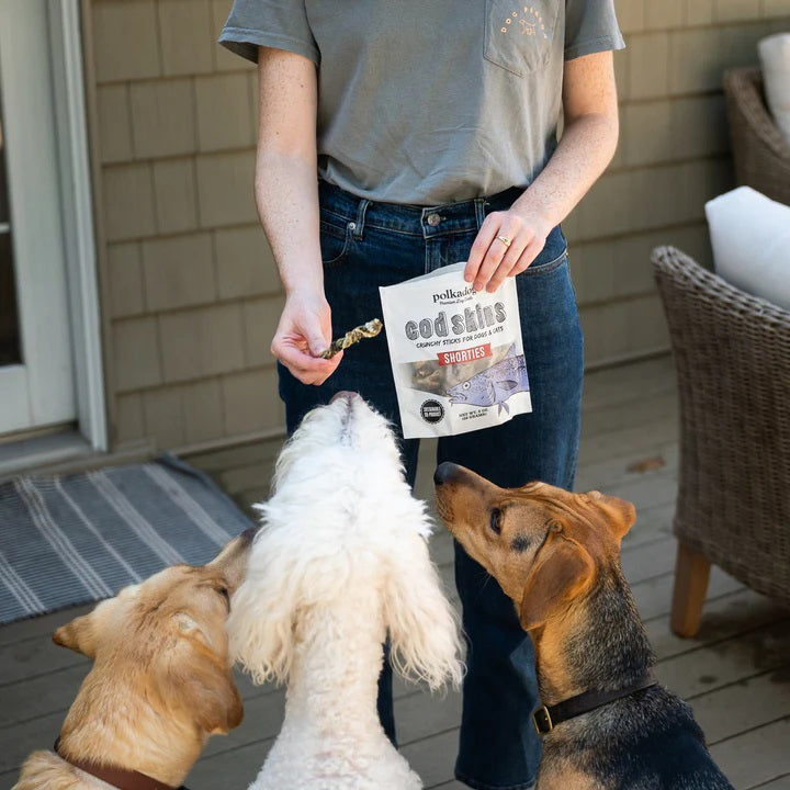 Polkadog Cod Skins Jerky Shorties Crunchy Dog and Cat Treats 2oz