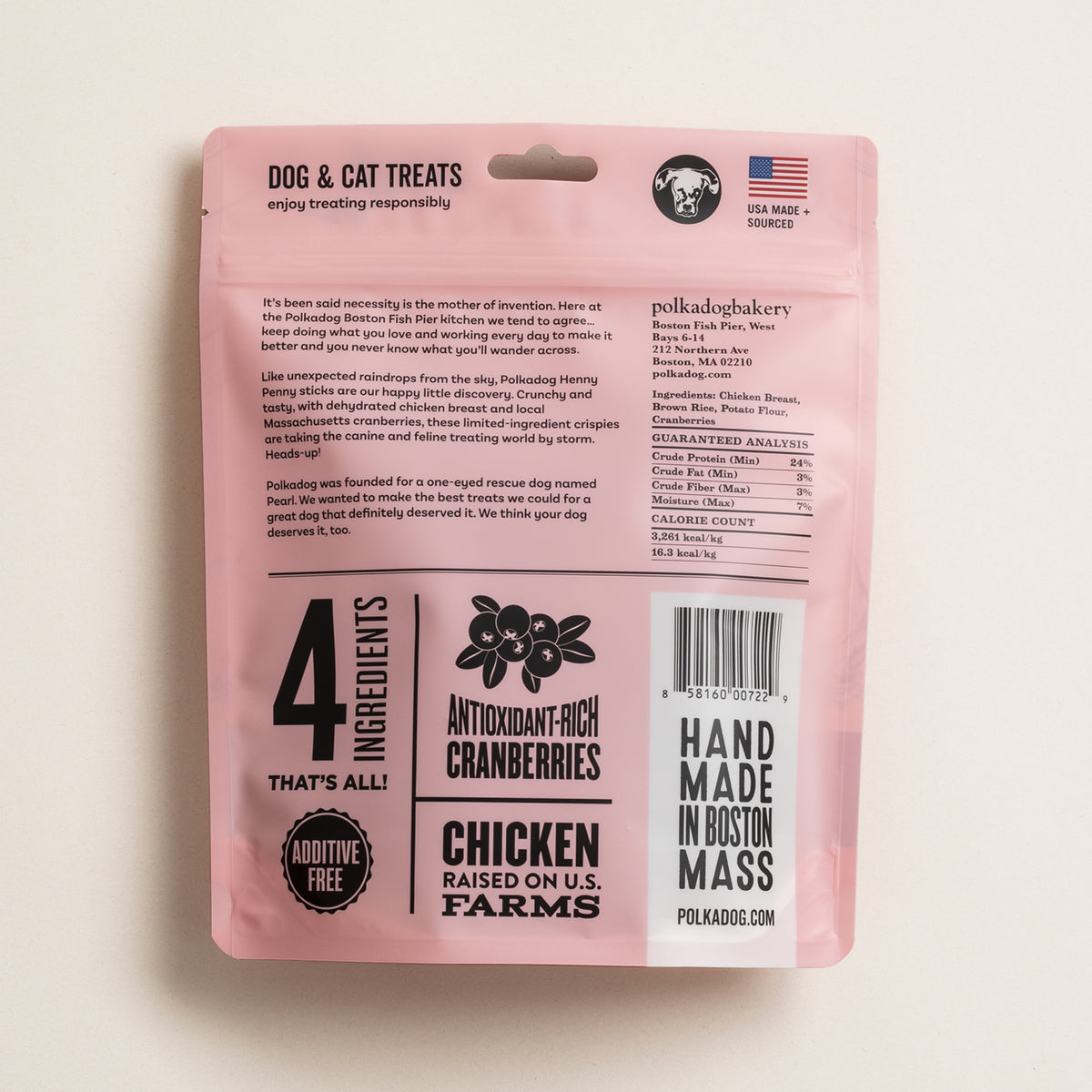 Polkadog Henny Penny Chicken & Cranberry Training Bits Crunchy Dog and Cat Treats 7oz