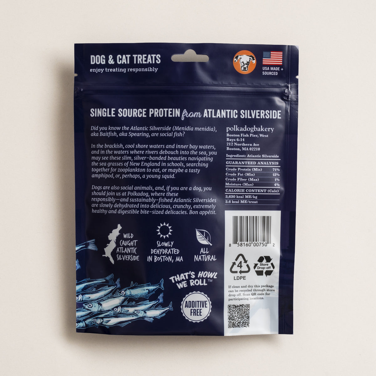 Polkadog Silverside Whole Fish Dog and Cat Treats 2.5oz