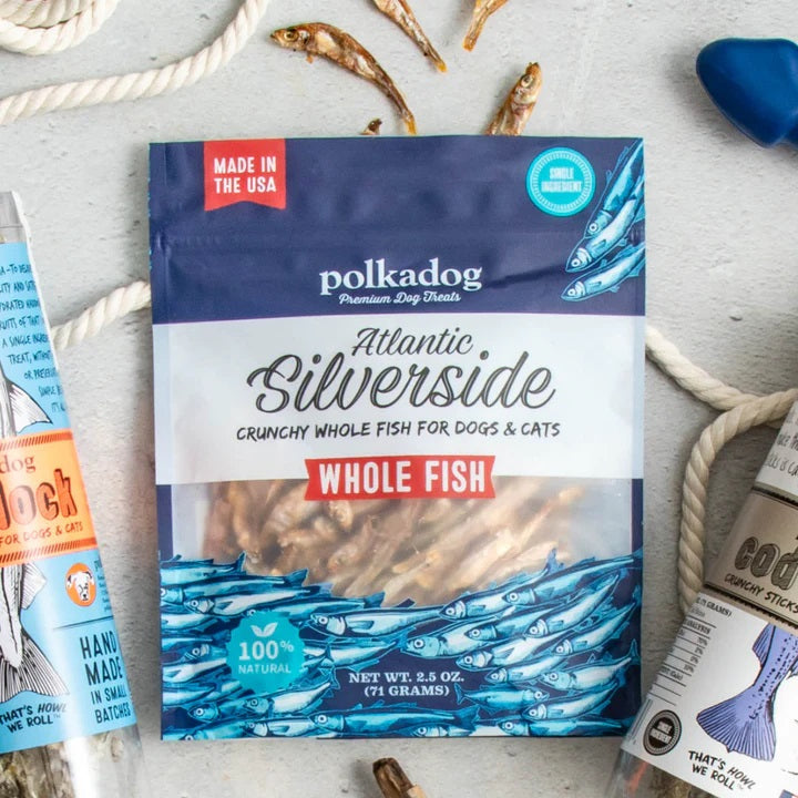 Polkadog Silverside Whole Fish Dog and Cat Treats 2.5oz