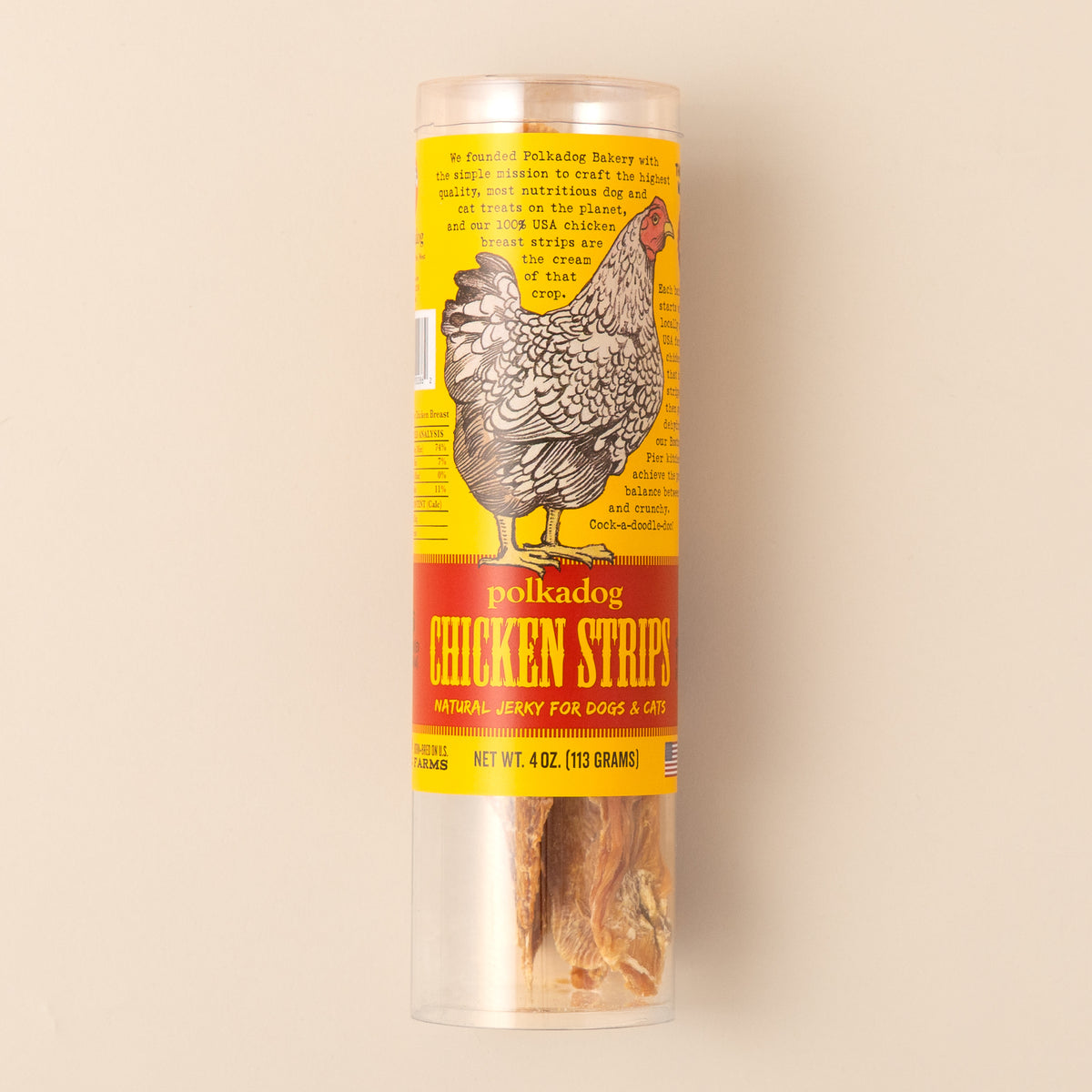 Polkadog Chicken Strips Jerky Dog and Cat Treats Tube 4oz Case of 6