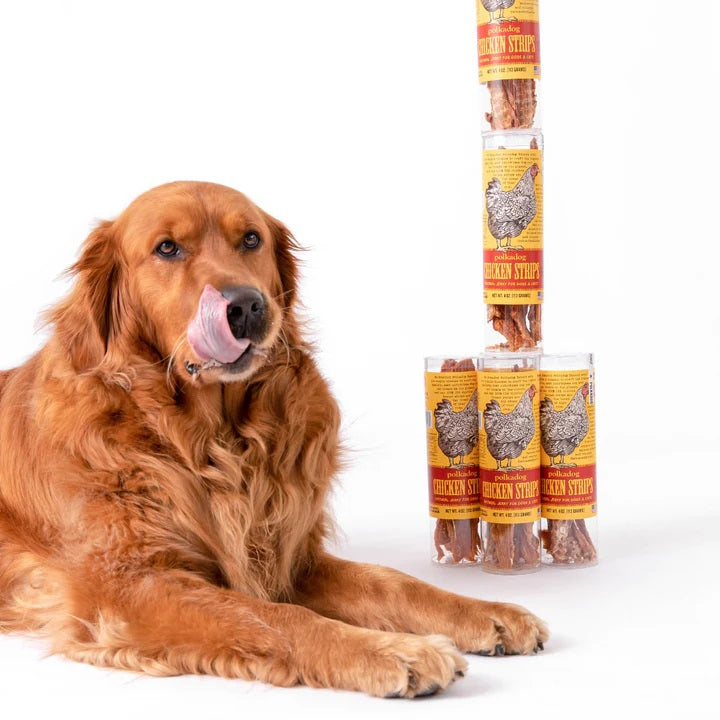 Polkadog Chicken Strips Jerky Dog and Cat Treats Tube 4oz Case of 6