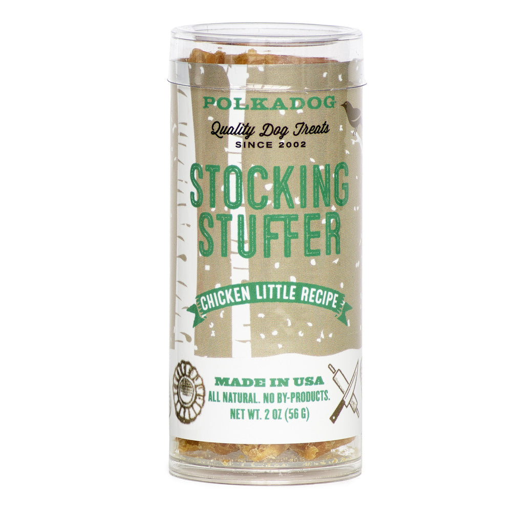 Polka Dog Holiday Mini Tube: Stocking Stuffer, Chicken Little Bits Dog Treat 2oz