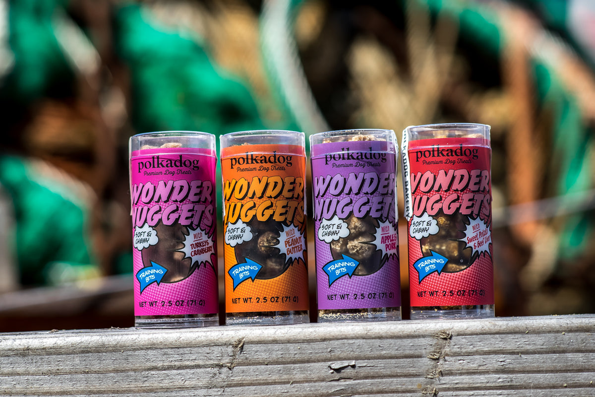 Polkadog Wonder Nuggets Training Bits Peanut Butter Soft & Chewy Dog Treats Mini Tube 2.5oz