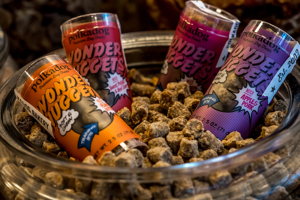 Polkadog Wonder Nuggets Training Bits Peanut Butter Soft & Chewy Dog Treats Mini Tube 2.5oz