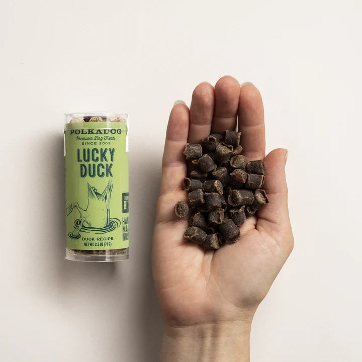 Polkadog Lucky Duck Training Bits Crunchy Dog and Cat Treats Mini Tube 2.5oz