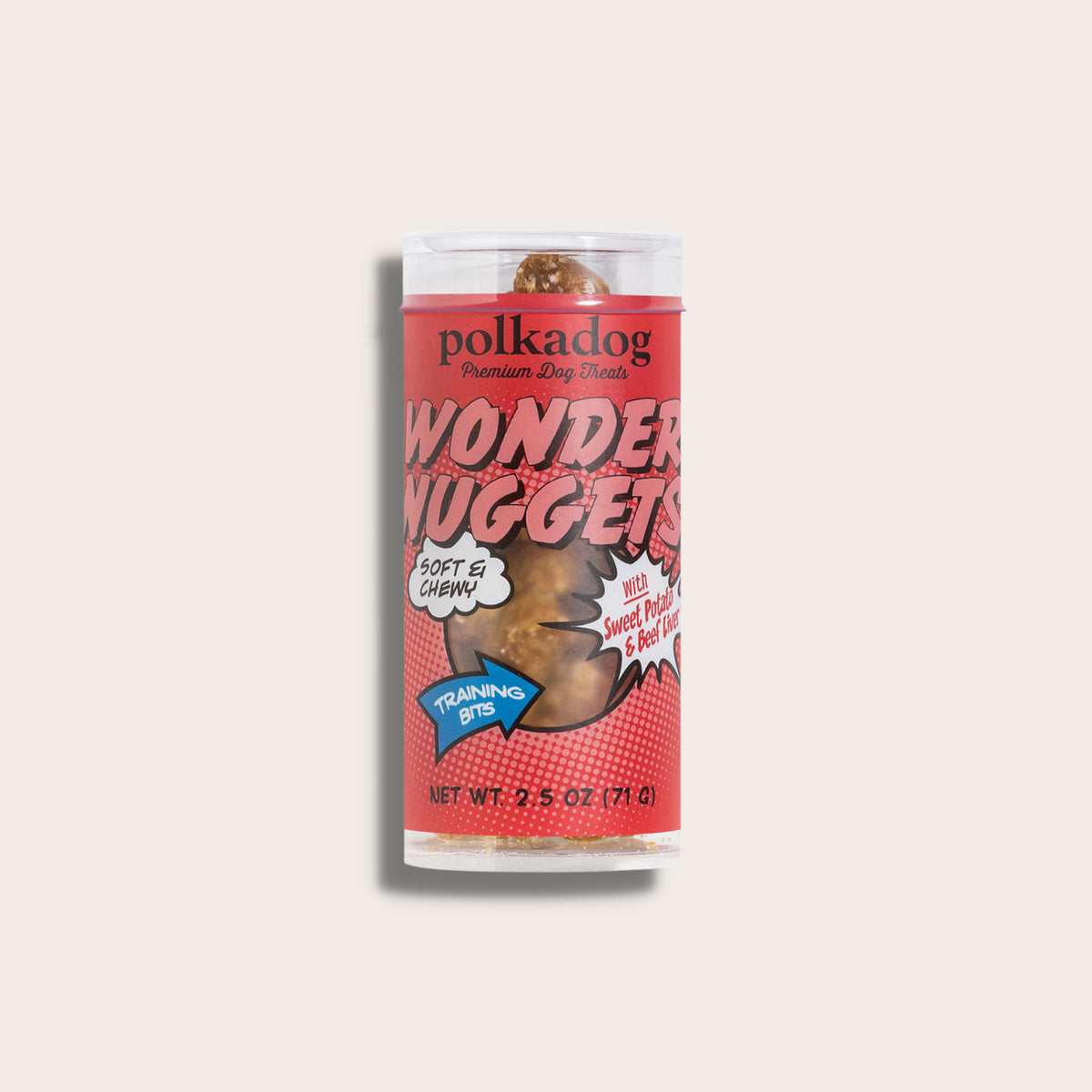 Polkadog Wonder Nuggets Training Bits Sweet Potato & Beef Liver Soft & Chewy Dog Treats Mini Tube 2.5oz