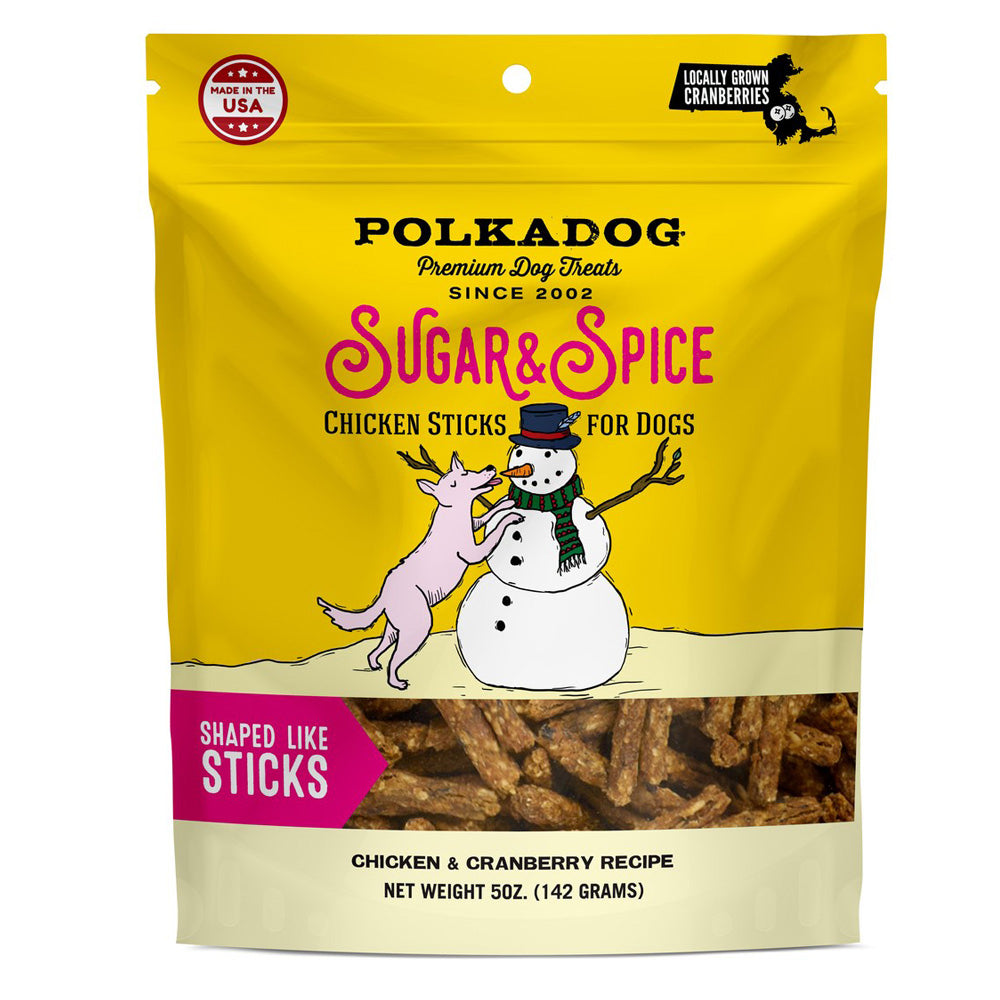 Polka Dog Holiday Pouch: Sugar & Spice (Chicken & Cranberry) Dog Treat 5oz