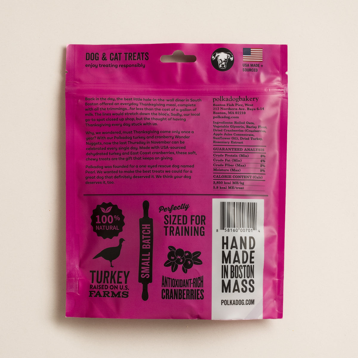 Polkadog Wonder Nuggets Training Bits Turkey & Cranberry Soft & Chewy Dog and Cat Treats 10oz