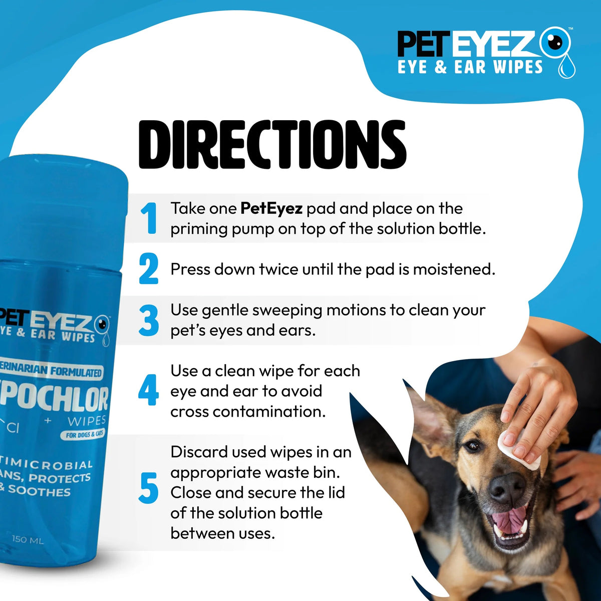 Pet Eyez Eye and Ear Wipes with Hypochlor 60ct