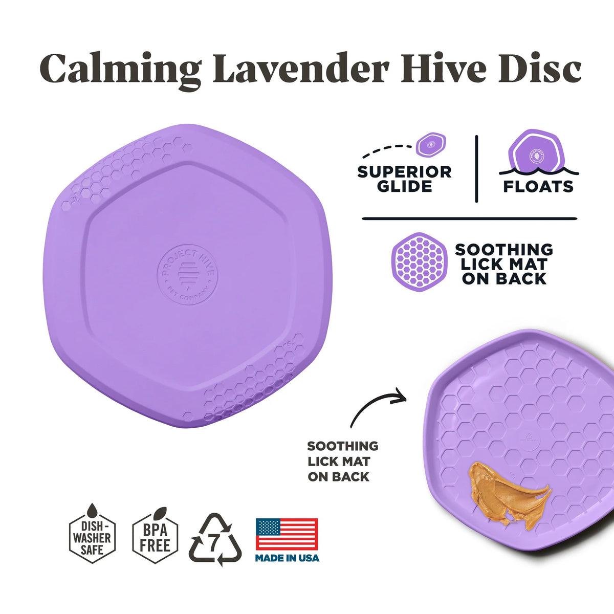 Project Hive Calming Lavender Scent Hive Disc & Lick Mat Purple