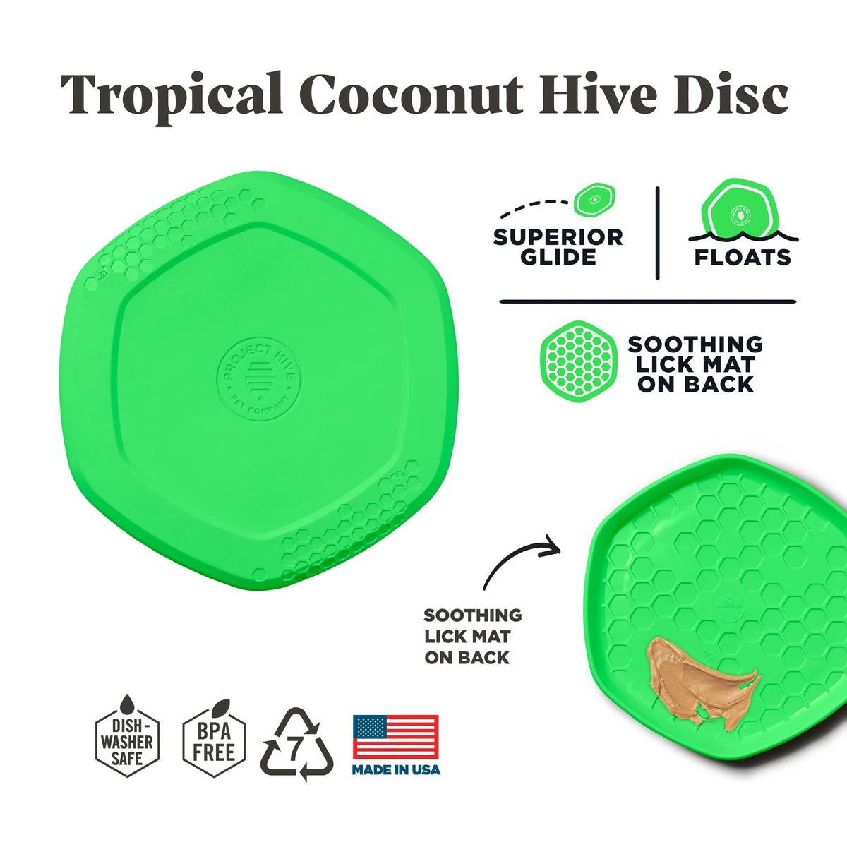 Project Hive Tropical Coconut Scent Hive Disc & Lick Mat Green