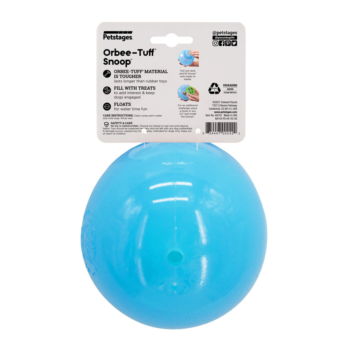 Planet Dog Orbee-Tuff Snoop Interactive Treat-Dispensing Dog Toy Blue