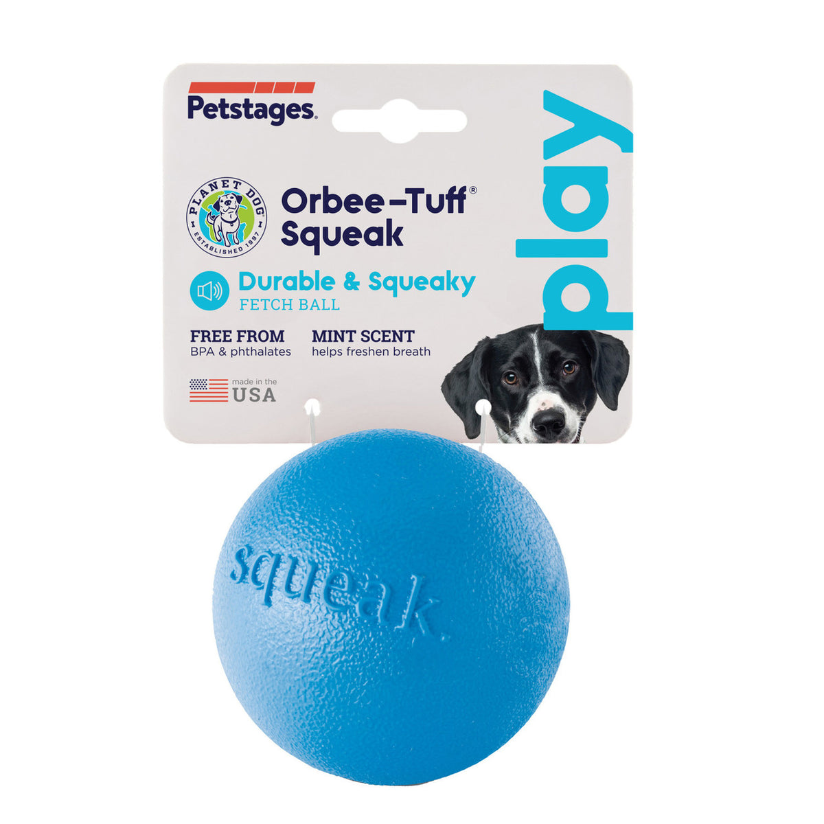 Planet Dog Orbee-Tuff Squeak Ball Dog Toy Blue