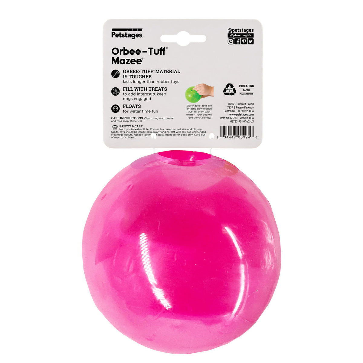 Planet Dog Orbee-Tuff Mazee Interactive Puzzle Dog Toy Pink