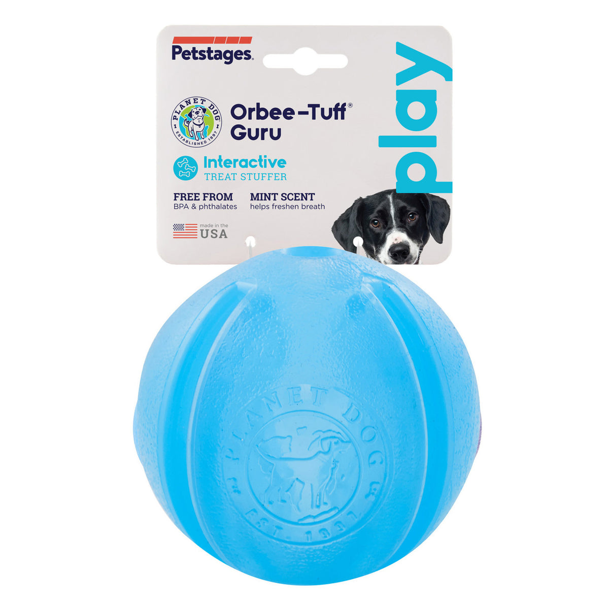 Planet Dog Orbee-Tuff Guru Treat-Dispensing Puzzle Dog Toy Blue