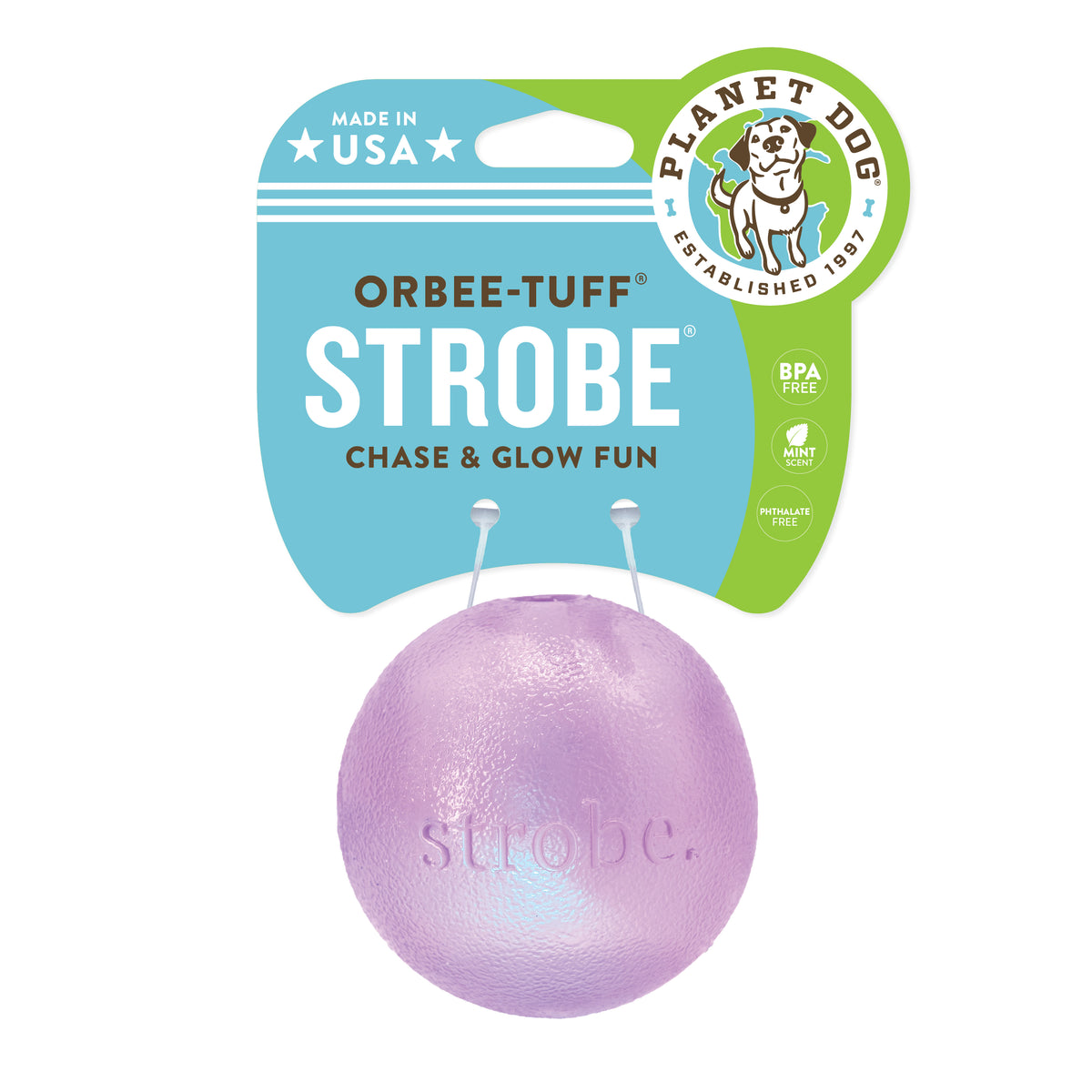 Planet Dog Orbee-Tuff Strobe Ball Light Up Dog Toy Purple