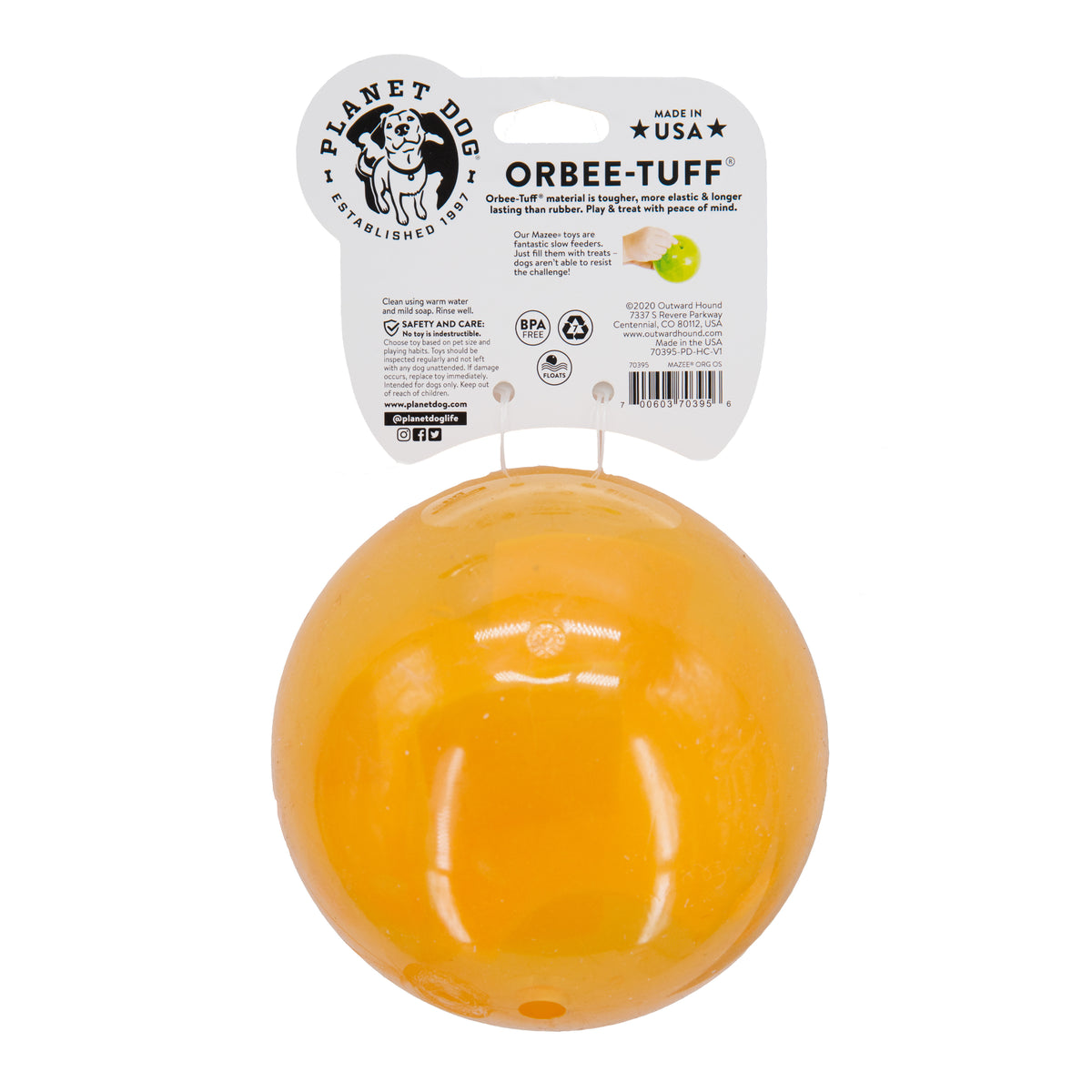 Planet Dog Orbee-Tuff Mazee Interactive Puzzle Dog Toy Orange