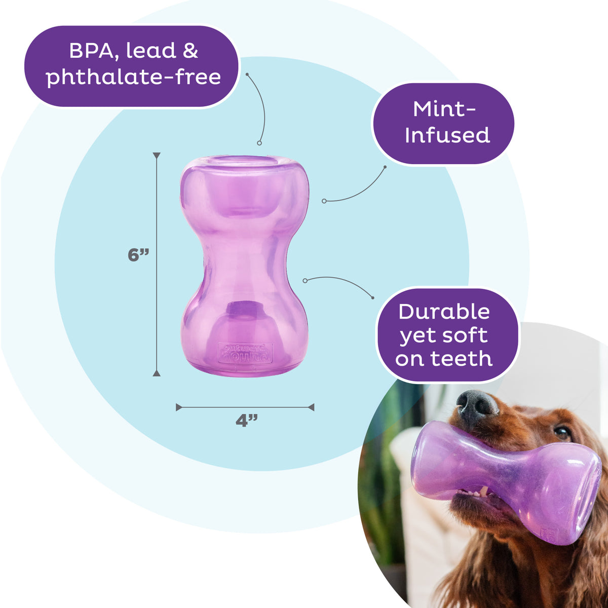 Planet Dog Orbee-Tuff Double Snoop Interactive Treat-Dispensing Dog Toy Purple
