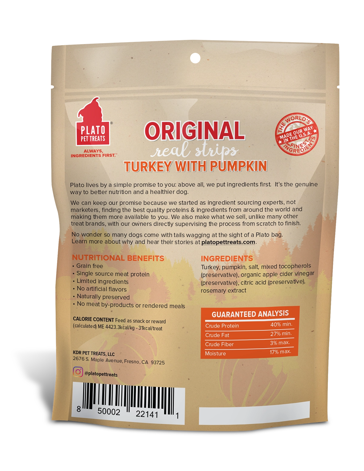 Plato Original Real Strips Turkey & Pumpkin 6oz