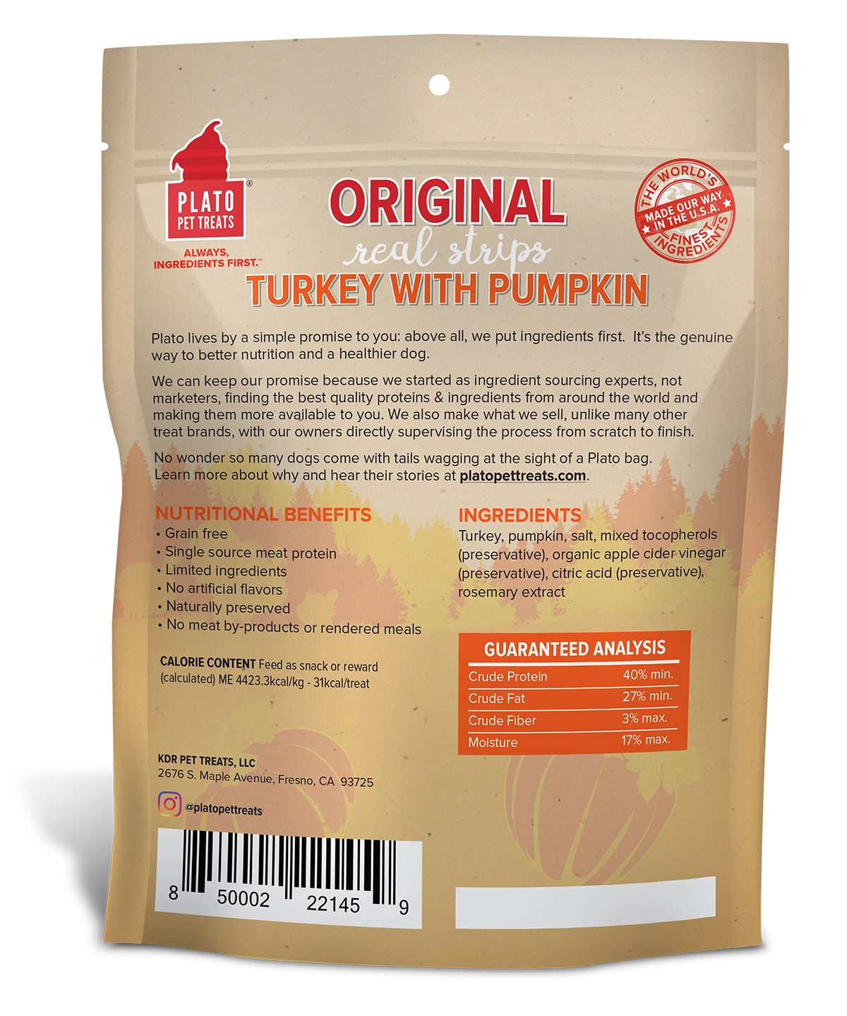 Plato Original Real Strips Turkey & Pumpkin 18oz