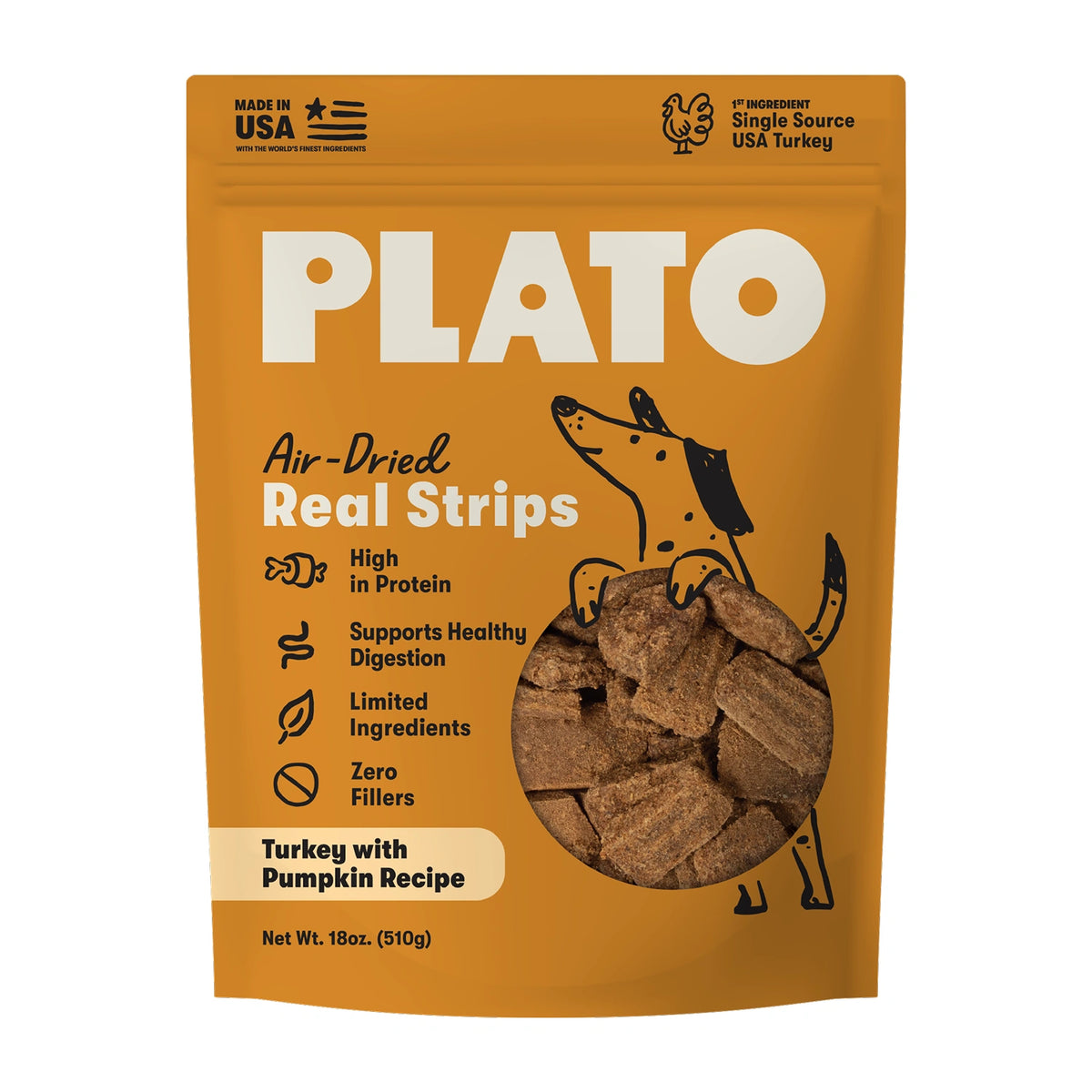 Plato Original Real Strips Turkey & Pumpkin 18oz