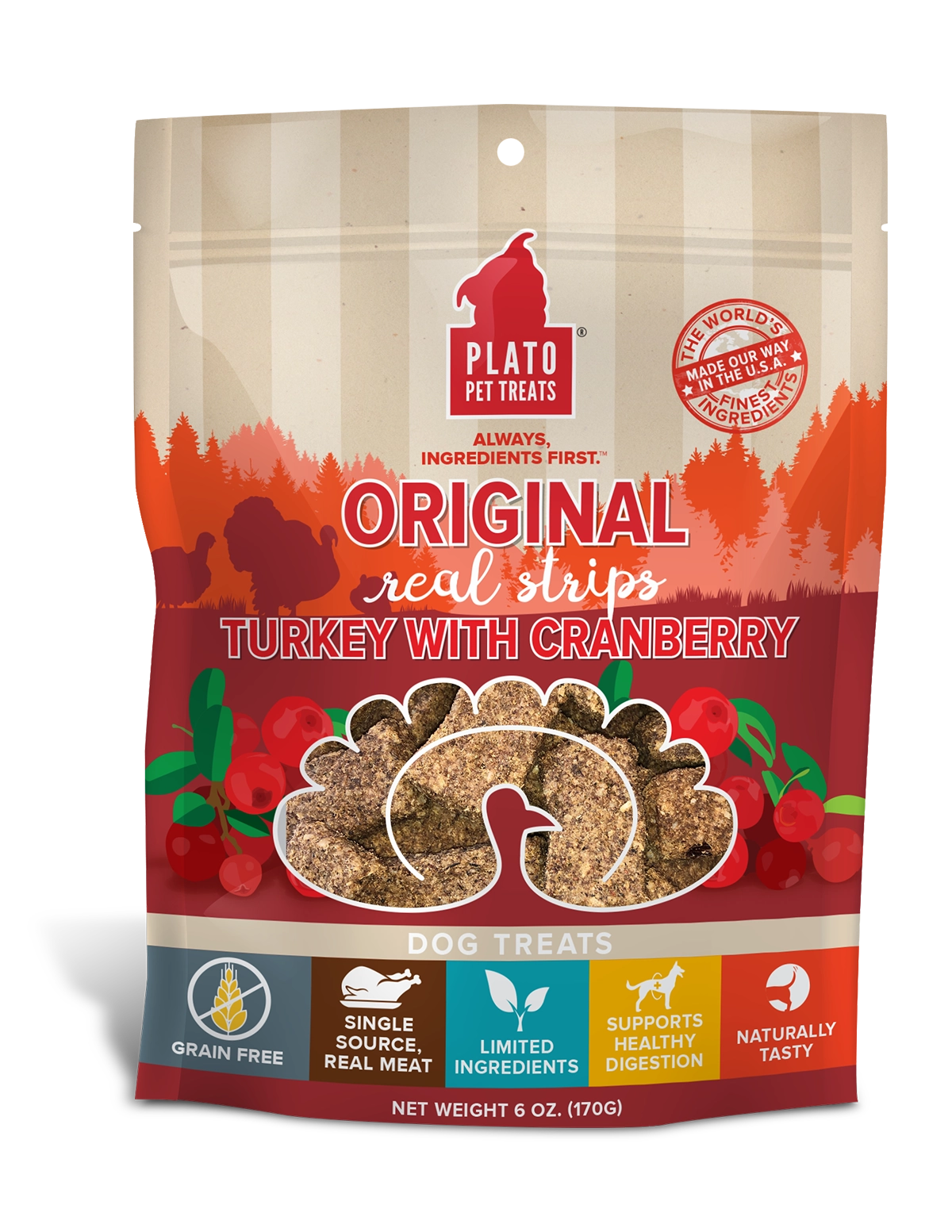 Plato Original Real Strips Turkey & Cranberry 6oz