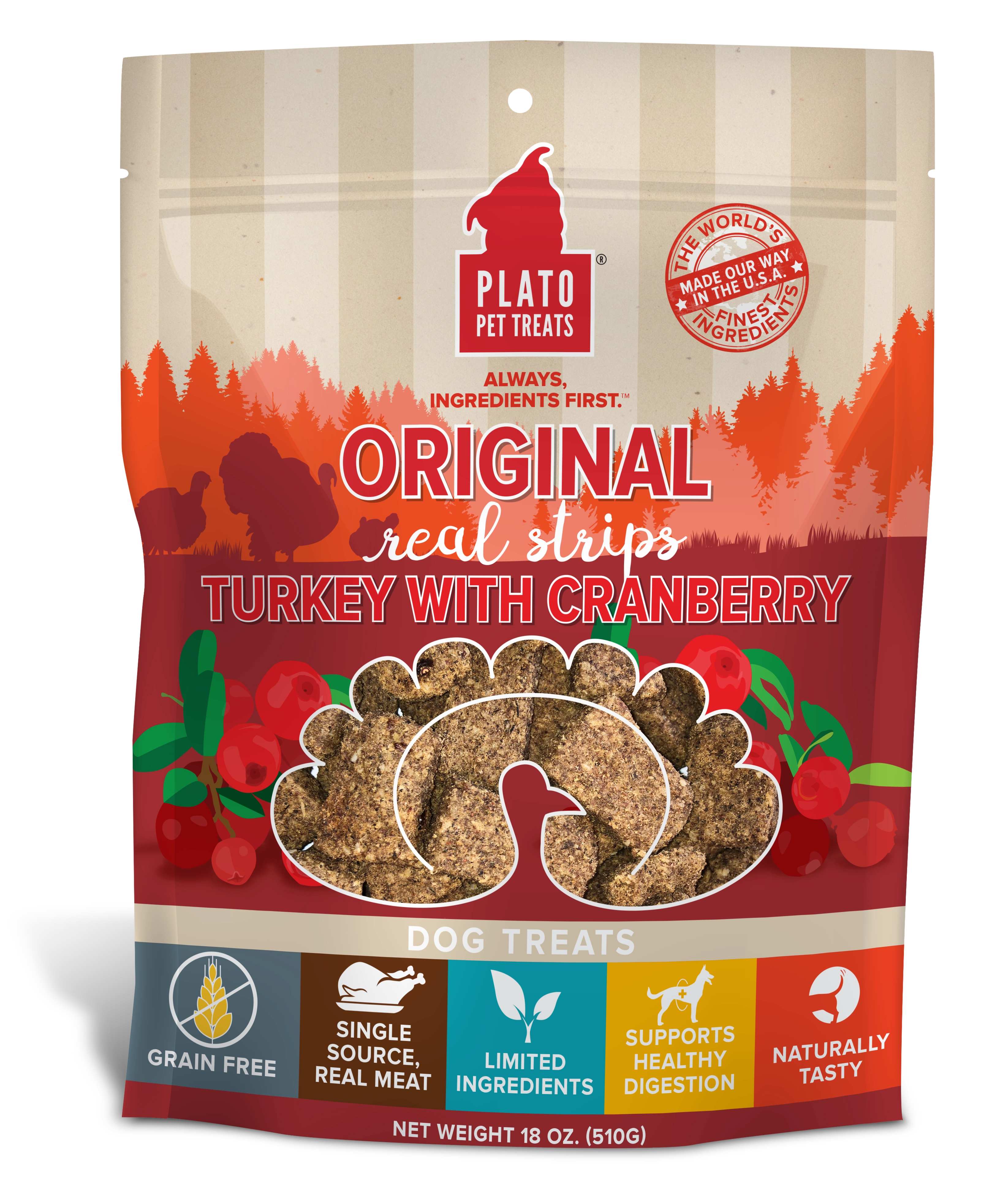 Plato Original Real Strips Turkey & Cranberry 18oz
