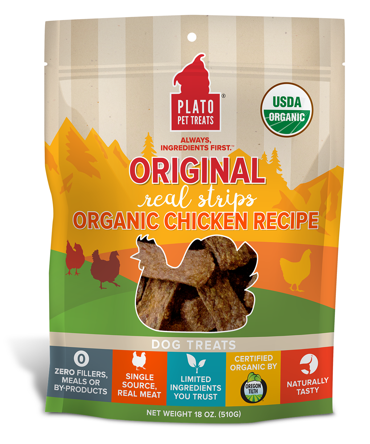 Plato Original Real Strips Organic Chicken 18oz