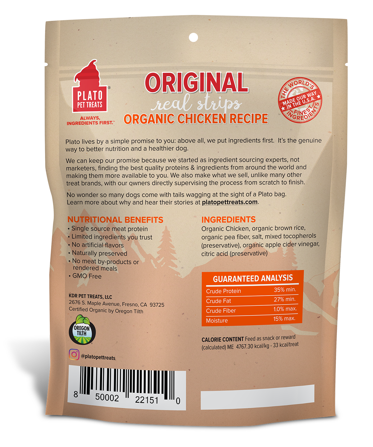 Plato Original Real Strips Organic Chicken 18oz