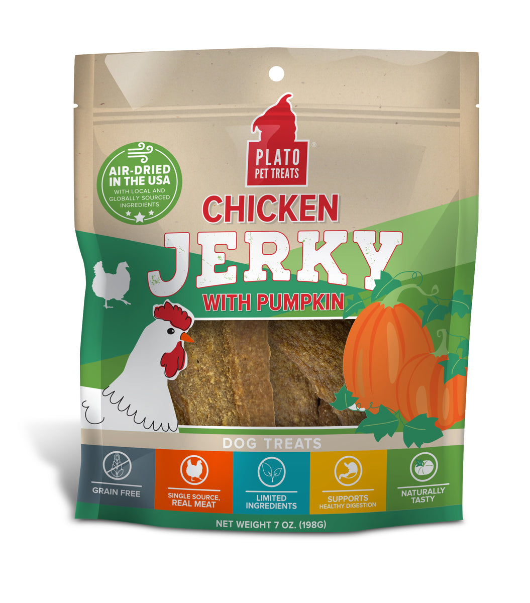 Plato Pet Treats Chicken Jerky with Pumpkin 7oz