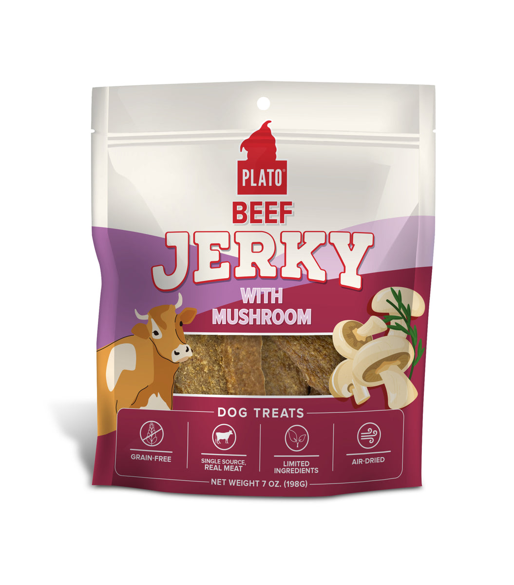 Plato Beef Jerky with Mushroom Dog Treats 7oz