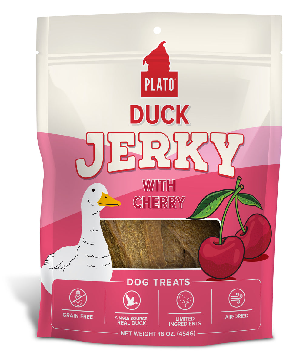 Plato Duck Jerky with Cherry Dog Treats 16oz