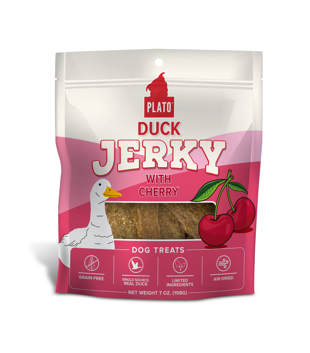 Plato Duck Jerky with Cherry Dog Treats 7oz