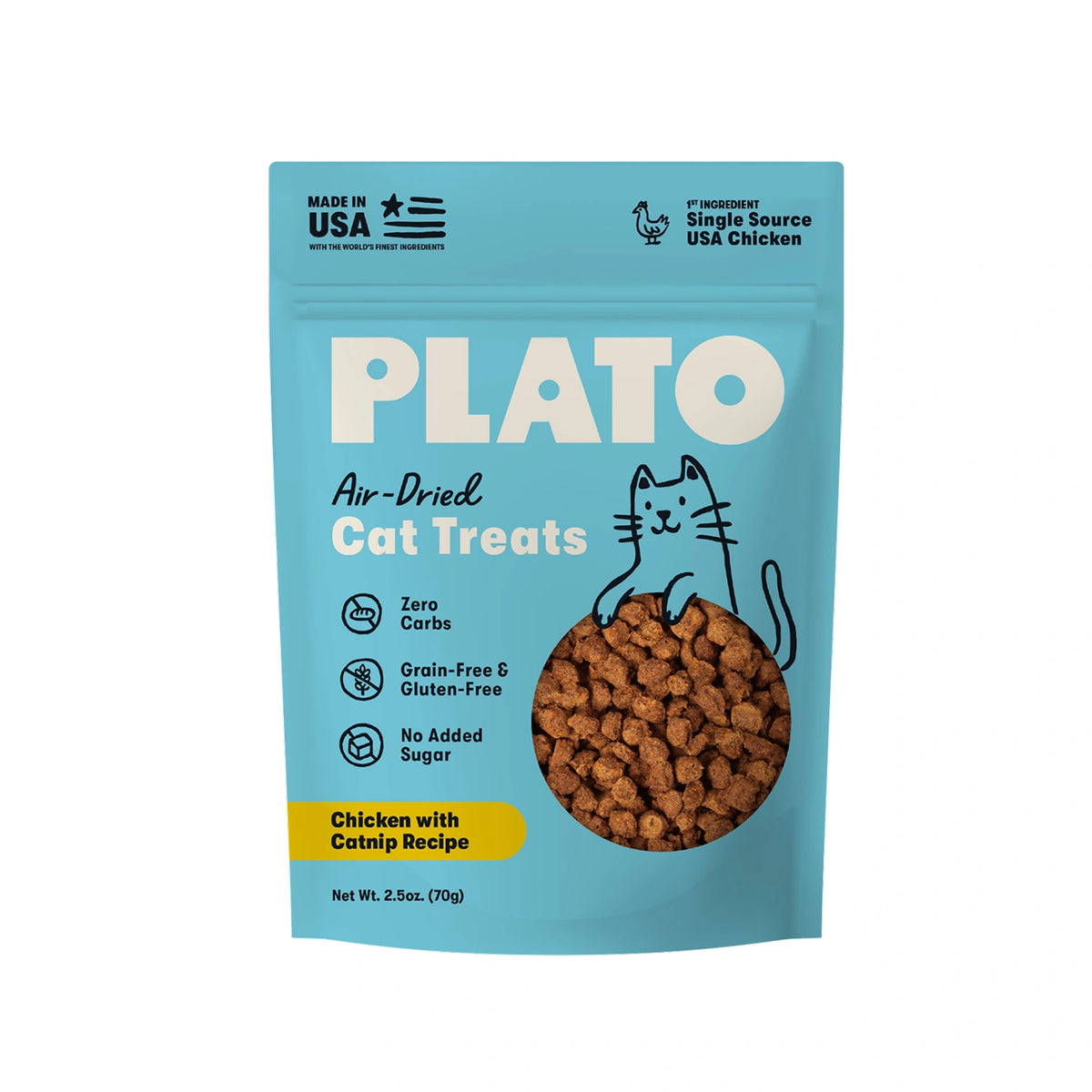 Plato Air-Dried Cat Treats Chicken with Catnip Recipe 2.5oz