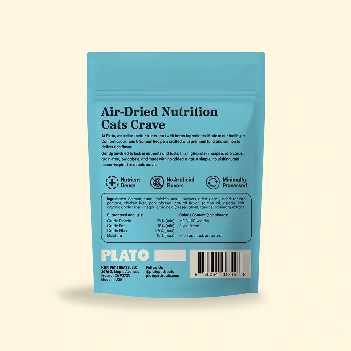 Plato Air-Dried Cat Treats Tuna & Salmon Recipe 2.5oz
