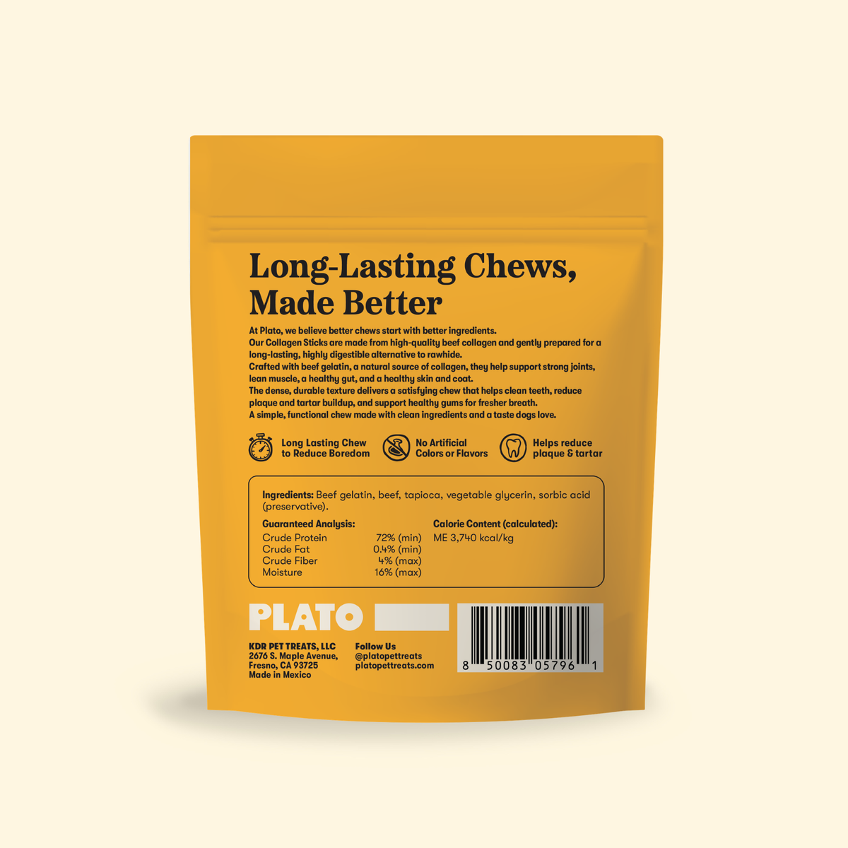Plato Collagen Chips Beef 8 Pk