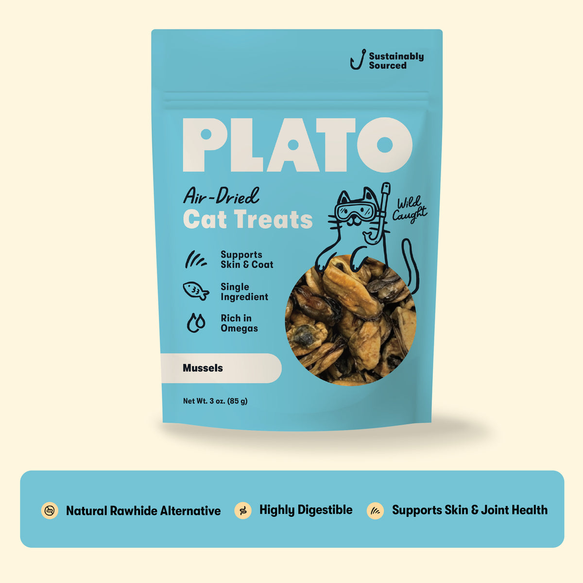 Plato Air Dried Cat Treats Mussels 3 Oz