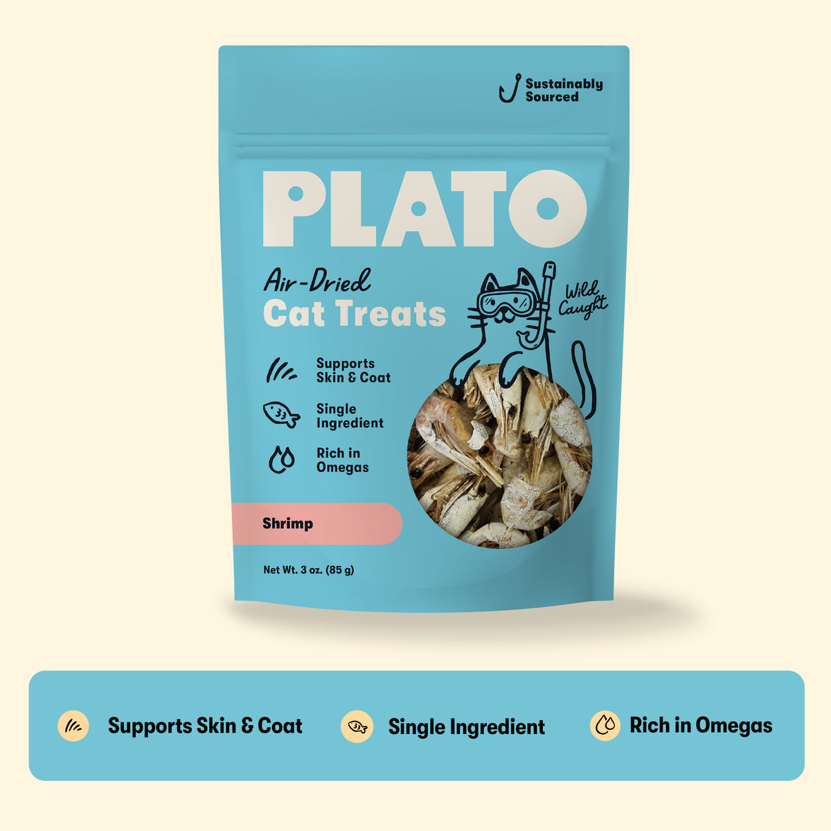 Plato Air Dried Cat Treats Shrimp 1.5 Oz