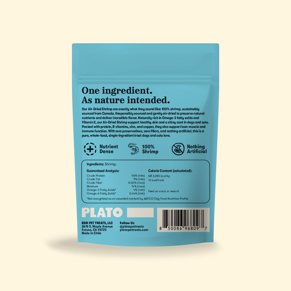 Plato Air Dried Cat Treats Shrimp 1.5 Oz