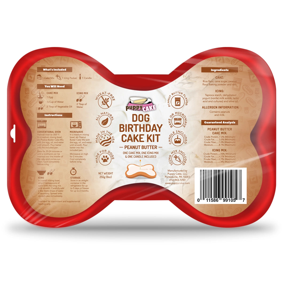 Puppy Cake Dog Birthday Cake Kit Peanut Butter 9oz