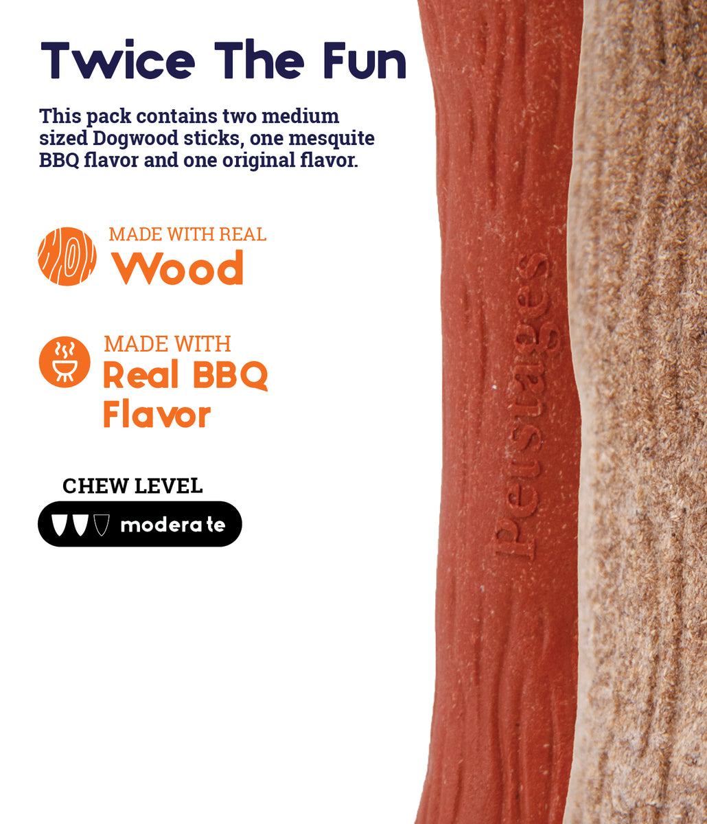 Petstages Dogwood Wood Alternative Dog Chew Toy Original/Mesquite Medium 2pc
