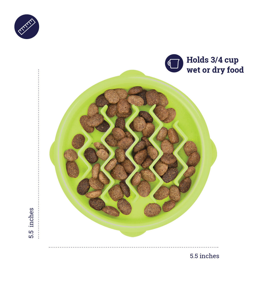 Catstages Kitty Slow Feeder Cat Bowl Green