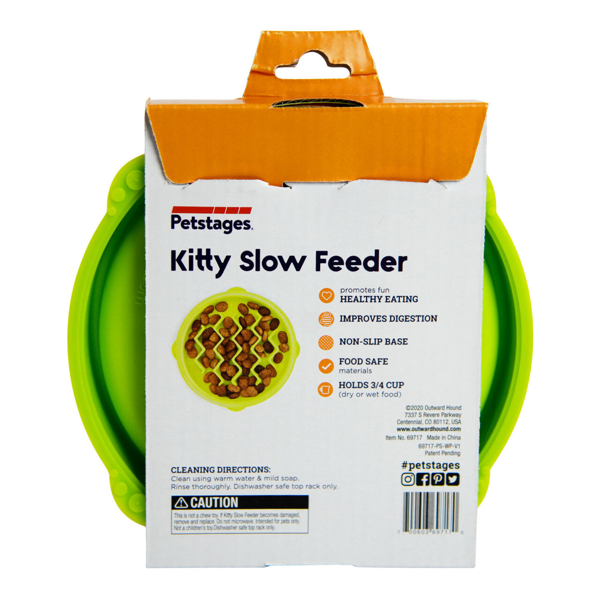 Catstages Kitty Slow Feeder Cat Bowl Green