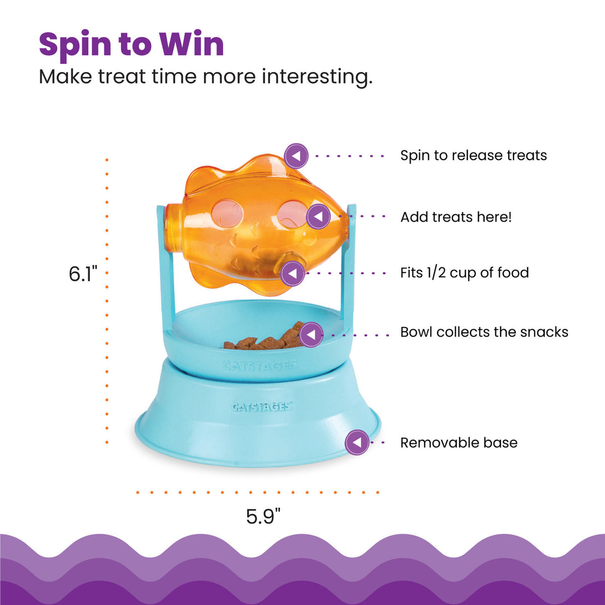 Catstages 2-in-1 Topper Spin Fish Treat Cat Toy