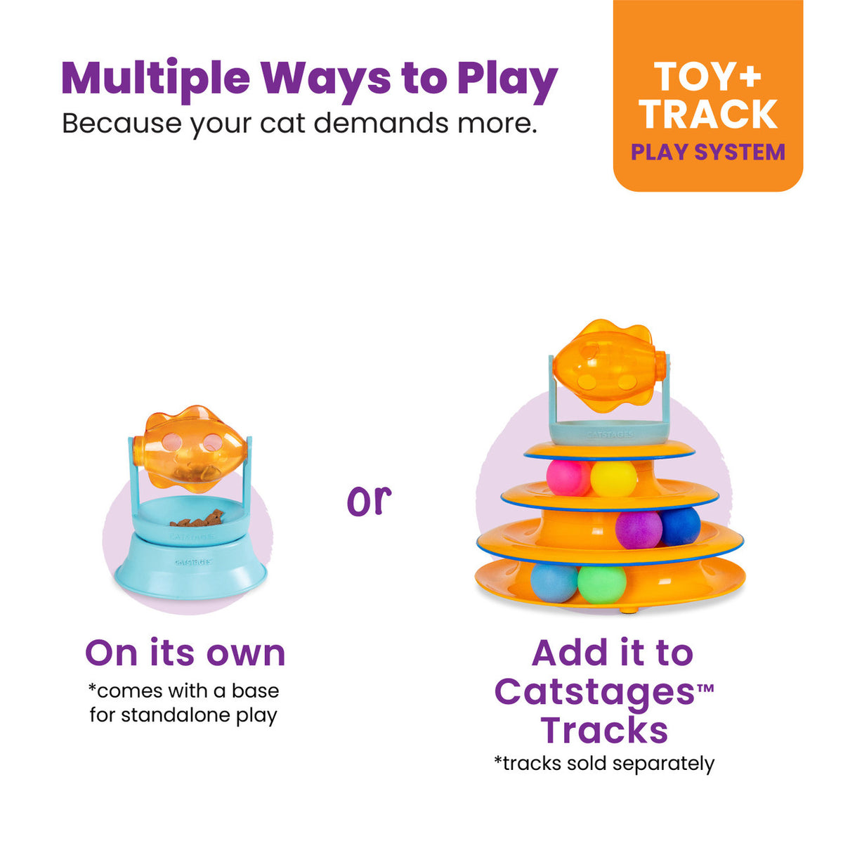 Catstages 2-in-1 Topper Spin Fish Treat Cat Toy