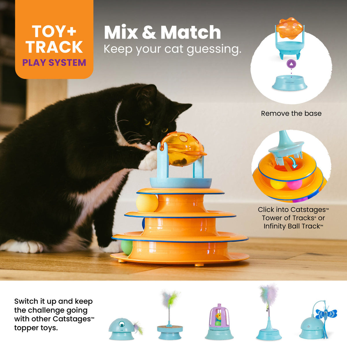 Catstages 2-in-1 Topper Spin Fish Treat Cat Toy