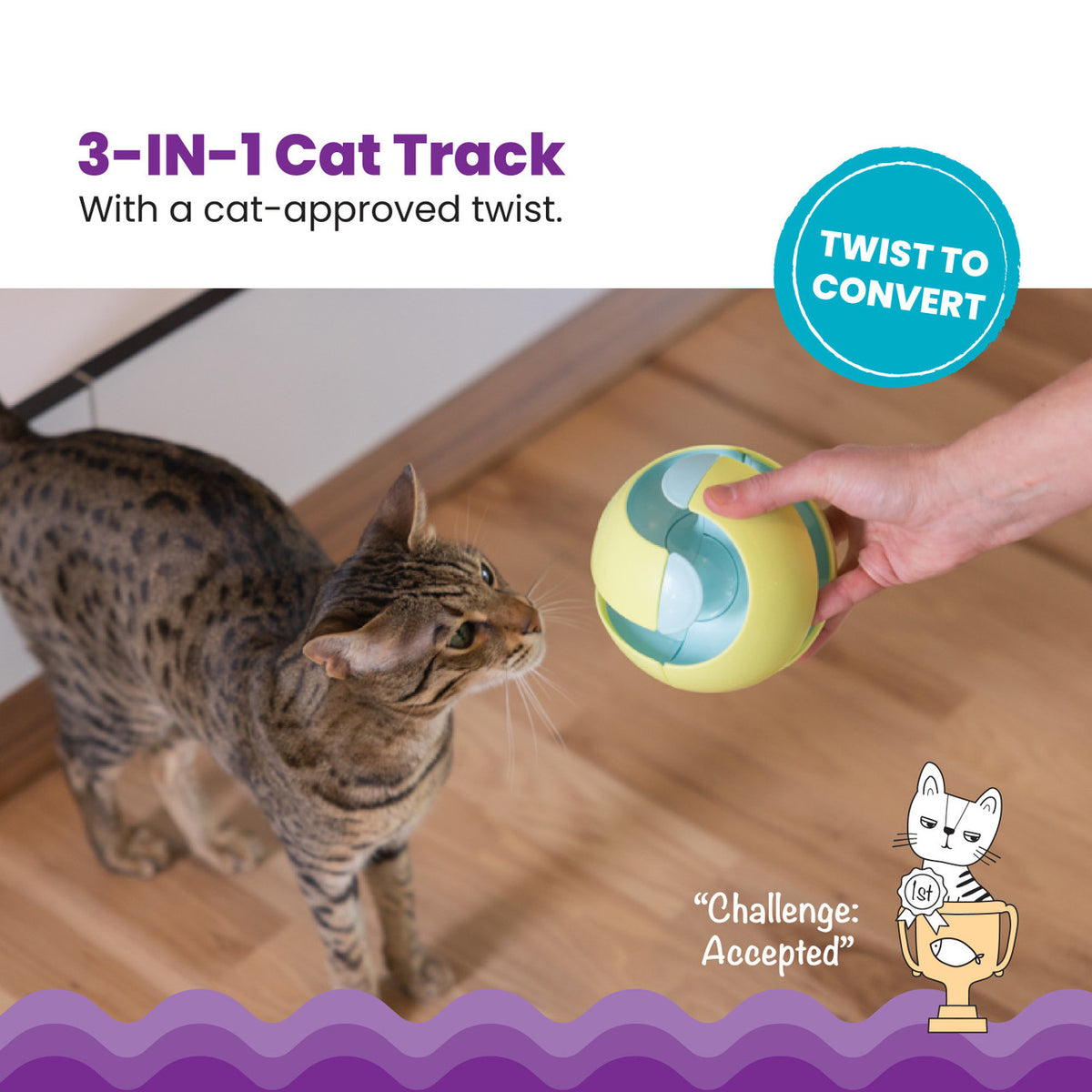 Catstages Twist-A-Ball Track Cat Toy Green