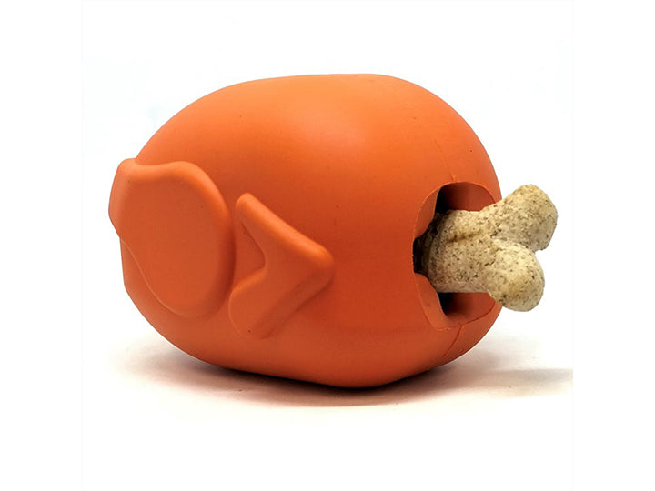 Sodapup MKB Rubber Roasted Turkey Dog Chew Toy Orange Large 4.25"