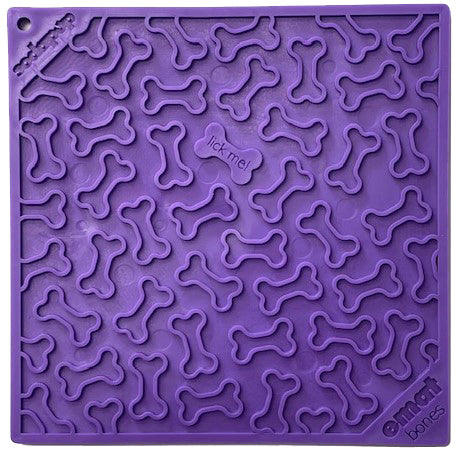 SodaPup TPE eMat Enrichment Lick Mat Bones Purple Large 8"